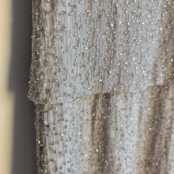 Sz4 Alice + Olivia Beaded Silk Blouson Mini Dress in Silver Gray - Picture 4 of 15